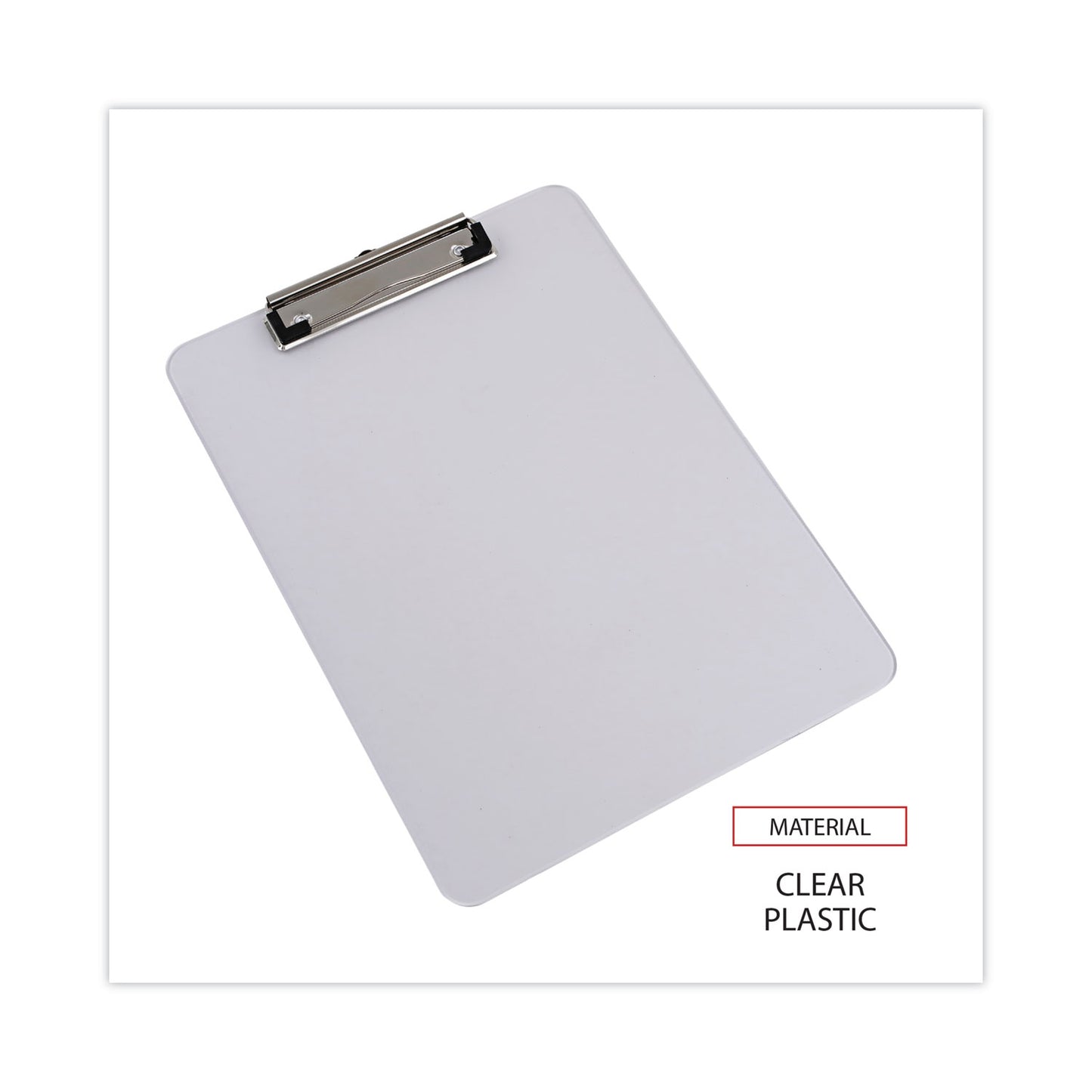 Universal Plastic Clipboard with Low Profile Clip, 0.5" Clip Capacity, Holds 8.5 x 11 Sheets, Clear (40310)