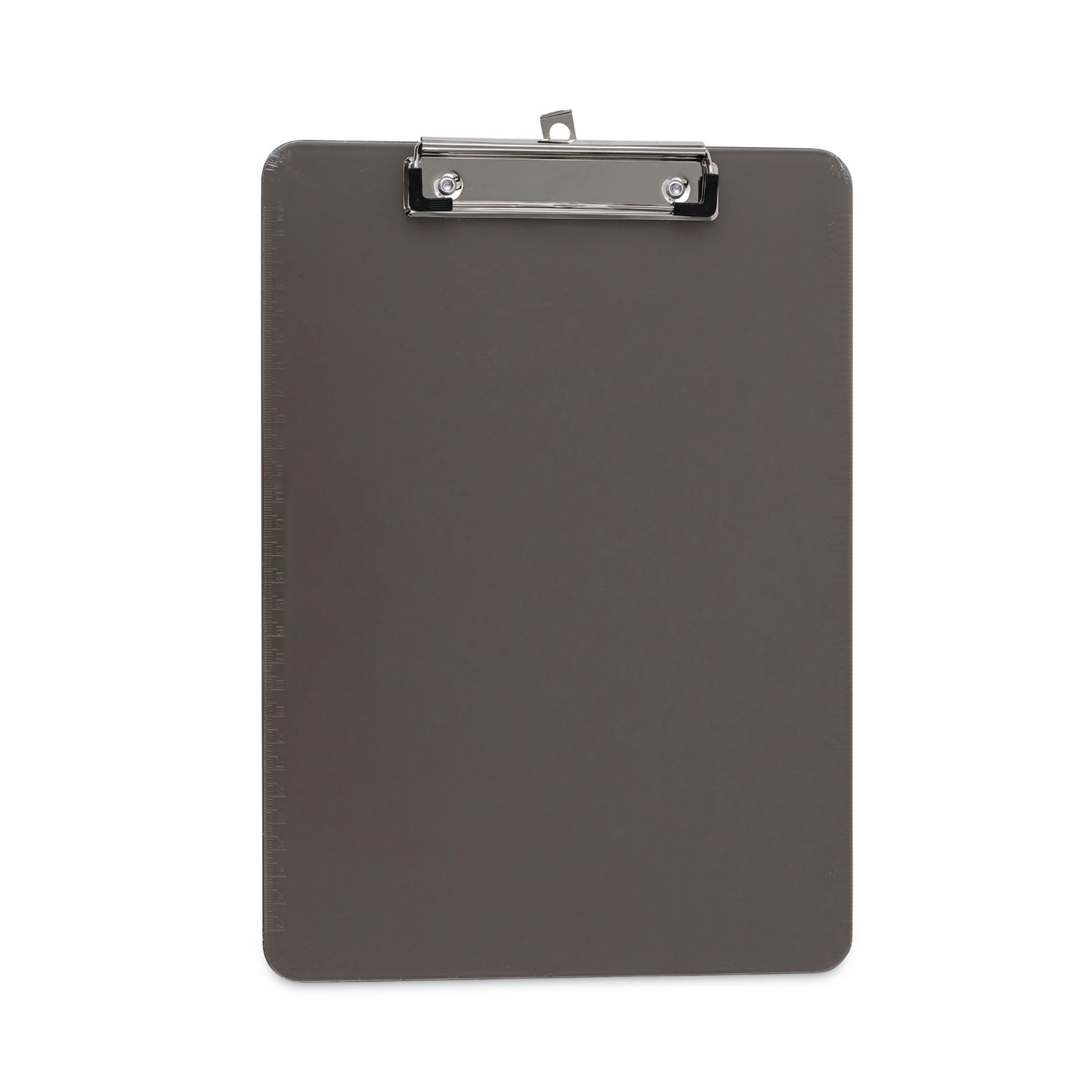 Universal Plastic Clipboard with Low Profile Clip, 0.5" Clip Capacity, Holds 8.5 x 11 Sheets, Translucent Black (40311)