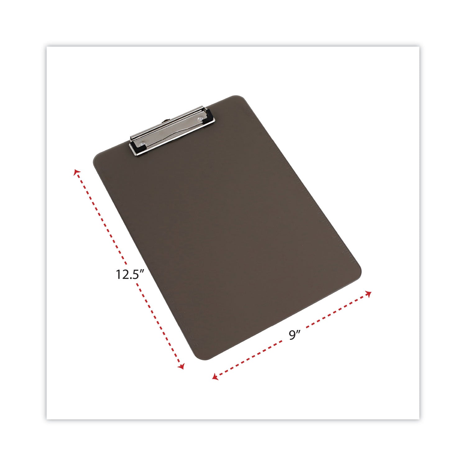 Universal Plastic Clipboard with Low Profile Clip, 0.5" Clip Capacity, Holds 8.5 x 11 Sheets, Translucent Black (40311)