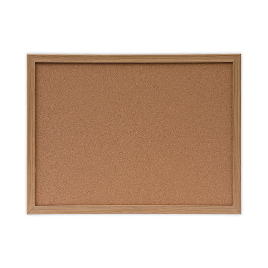 Universal Cork Board with Oak Style Frame, 24 x 18, Tan Surface (43602)