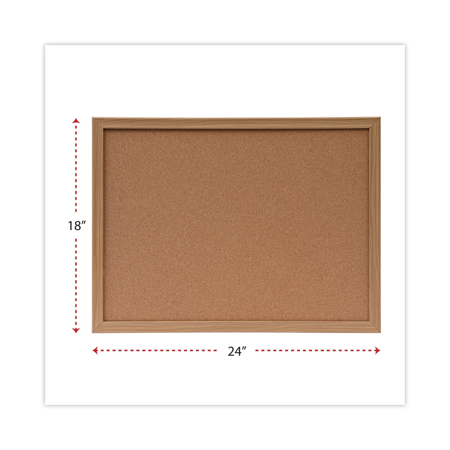 Universal Cork Board with Oak Style Frame, 24 x 18, Tan Surface (43602)