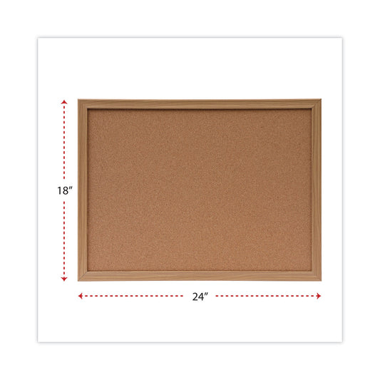 Universal Cork Board with Oak Style Frame, 24 x 18, Tan Surface (43602)