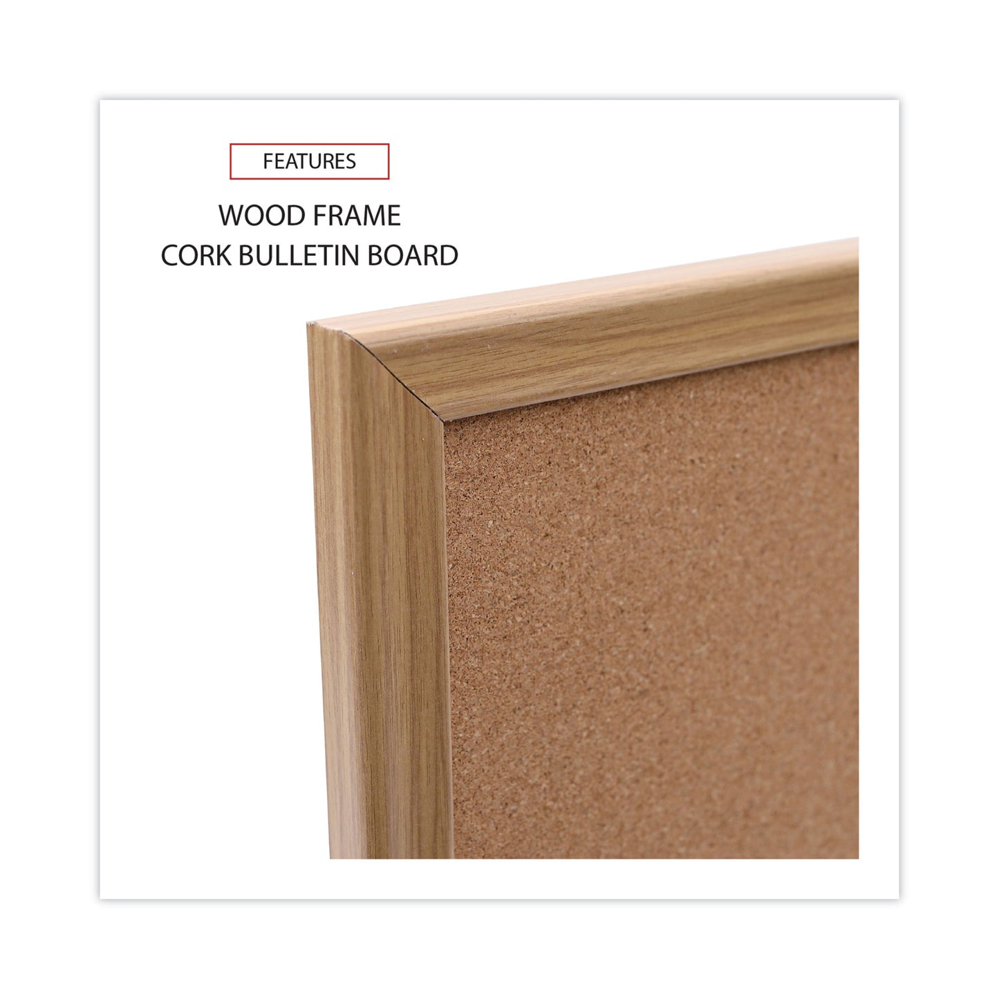 Universal Cork Board with Oak Style Frame, 24 x 18, Tan Surface (43602)