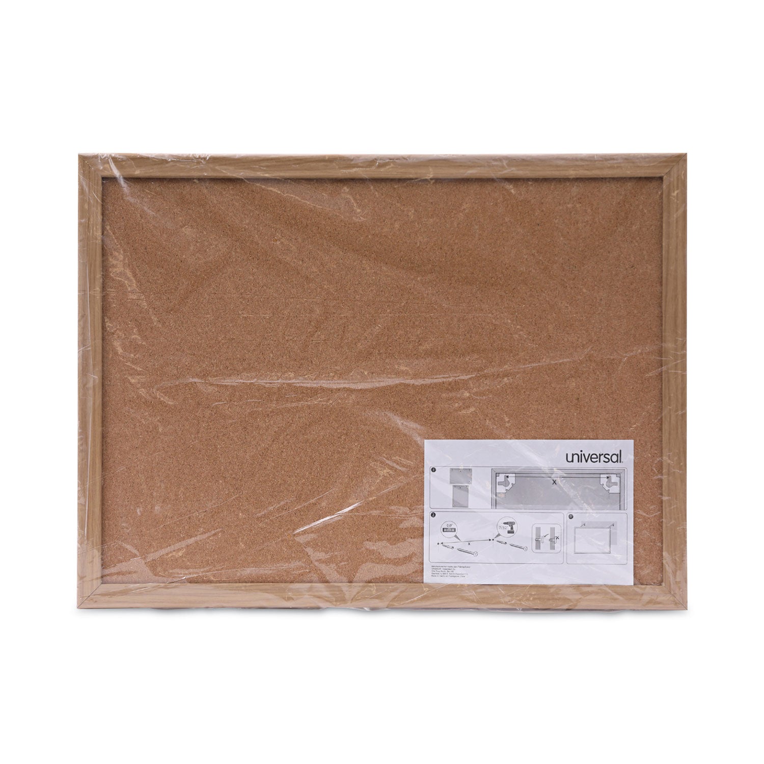 Universal Cork Board with Oak Style Frame, 24 x 18, Tan Surface (43602)