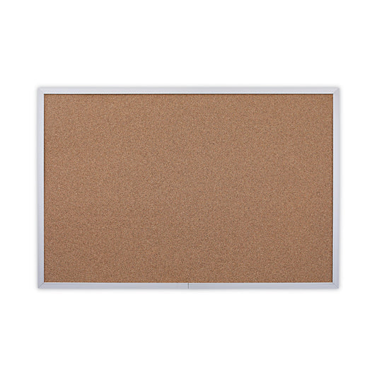 Universal Cork Bulletin Board, 36 x 24, Tan Surface, Aluminum Frame (43613)