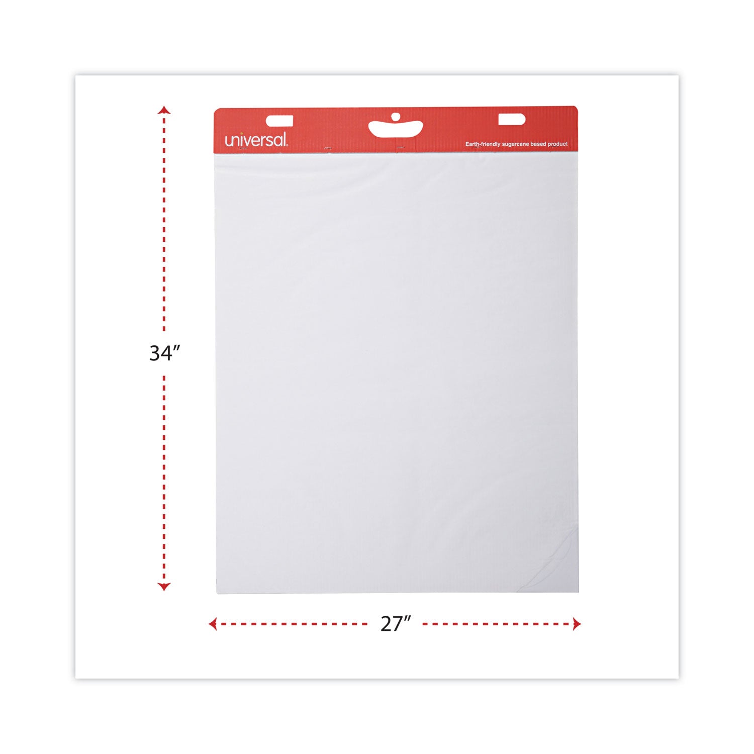 Universal Renewable Resource Sugarcane Based Easel Pads, Unruled, 27 x 34, White, 50 Sheets, 2/Carton (45600)