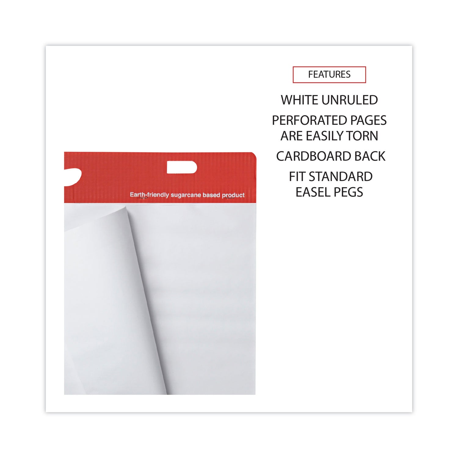 Universal Renewable Resource Sugarcane Based Easel Pads, Unruled, 27 x 34, White, 50 Sheets, 2/Carton (45600)