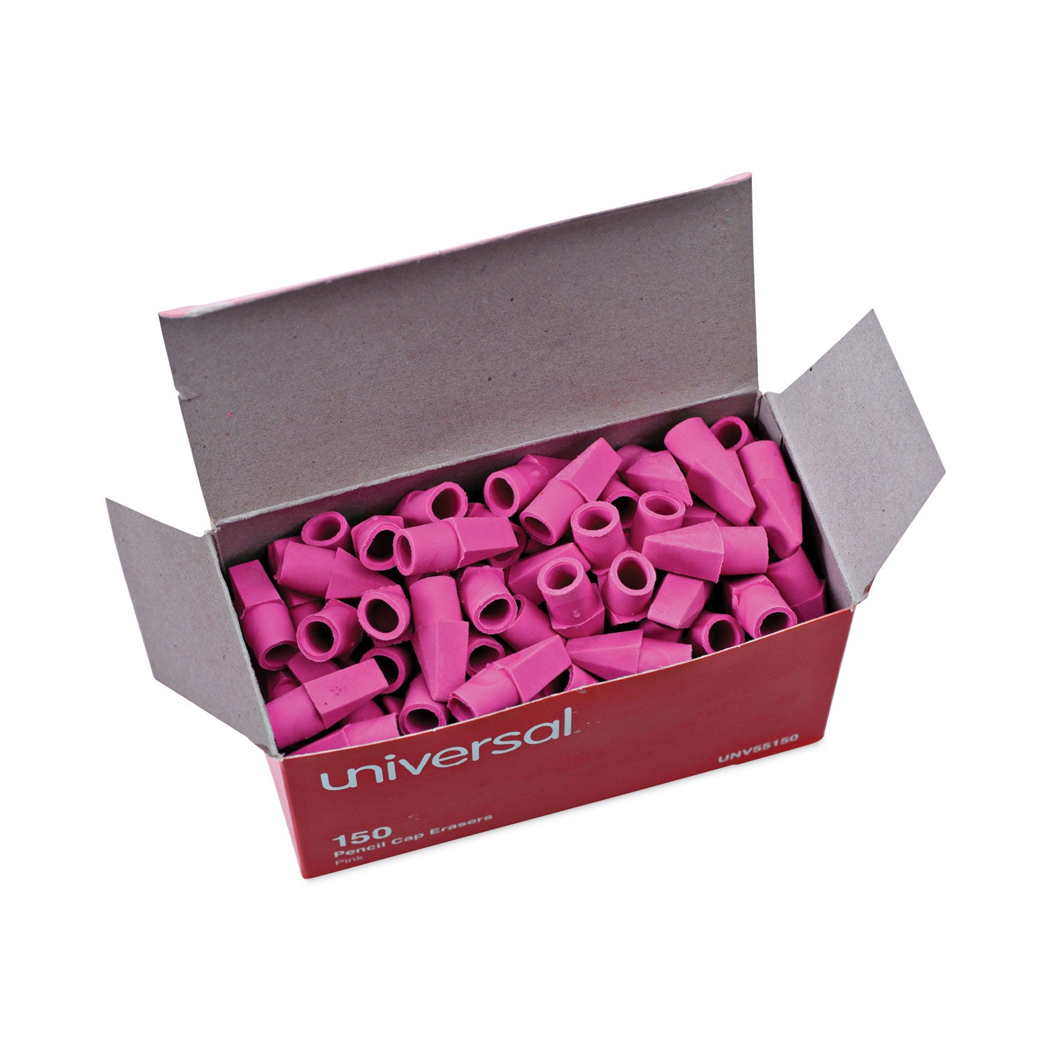 Universal Pencil Cap Erasers, For Pencil Marks, Pink, 150/Pack (55150)