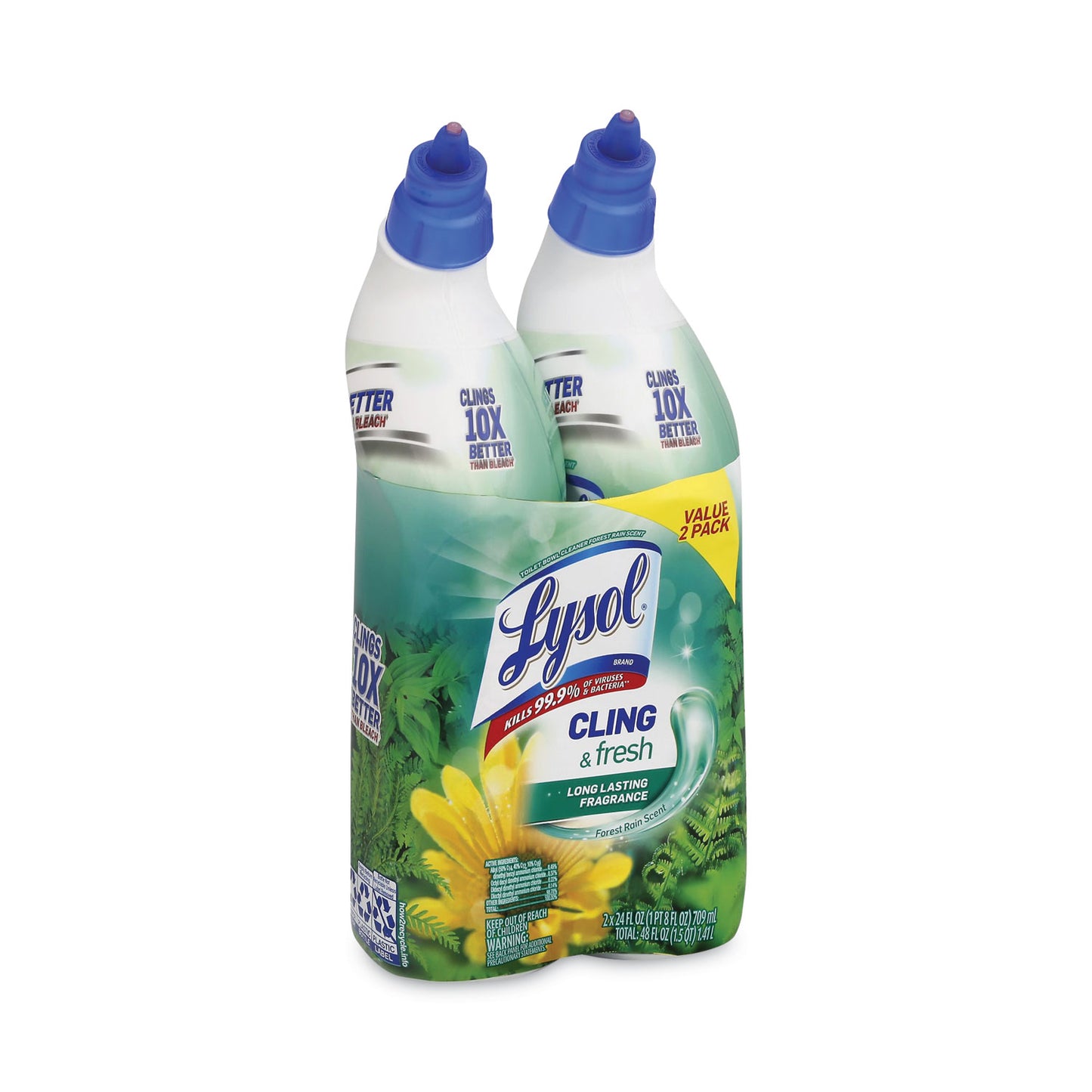 LYSOL Brand Cling and Fresh Toilet Bowl Cleaner, Forest Rain Scent, 24 oz, 2/Pack (98015PK)