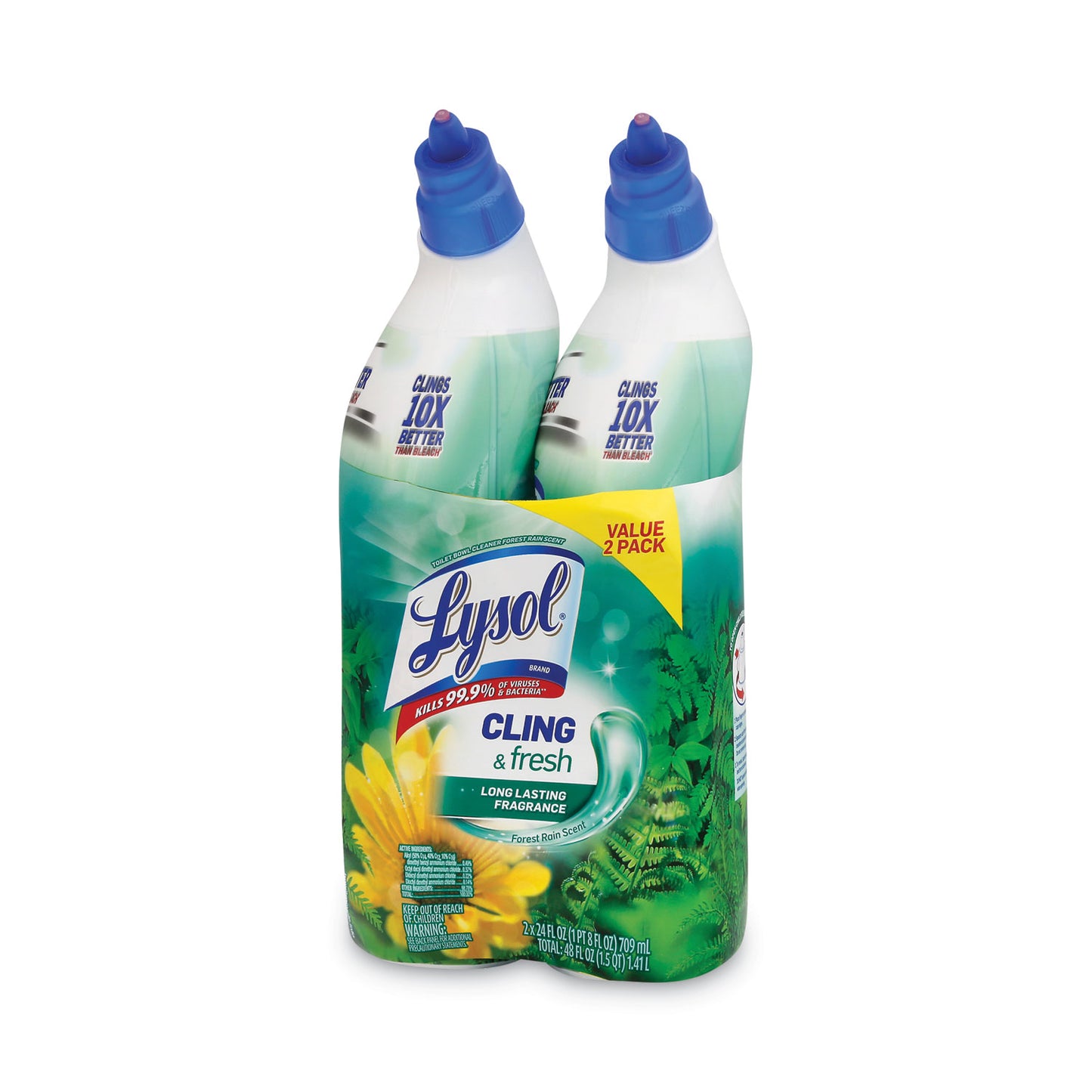 LYSOL Brand Cling and Fresh Toilet Bowl Cleaner, Forest Rain Scent, 24 oz, 2/Pack (98015PK)