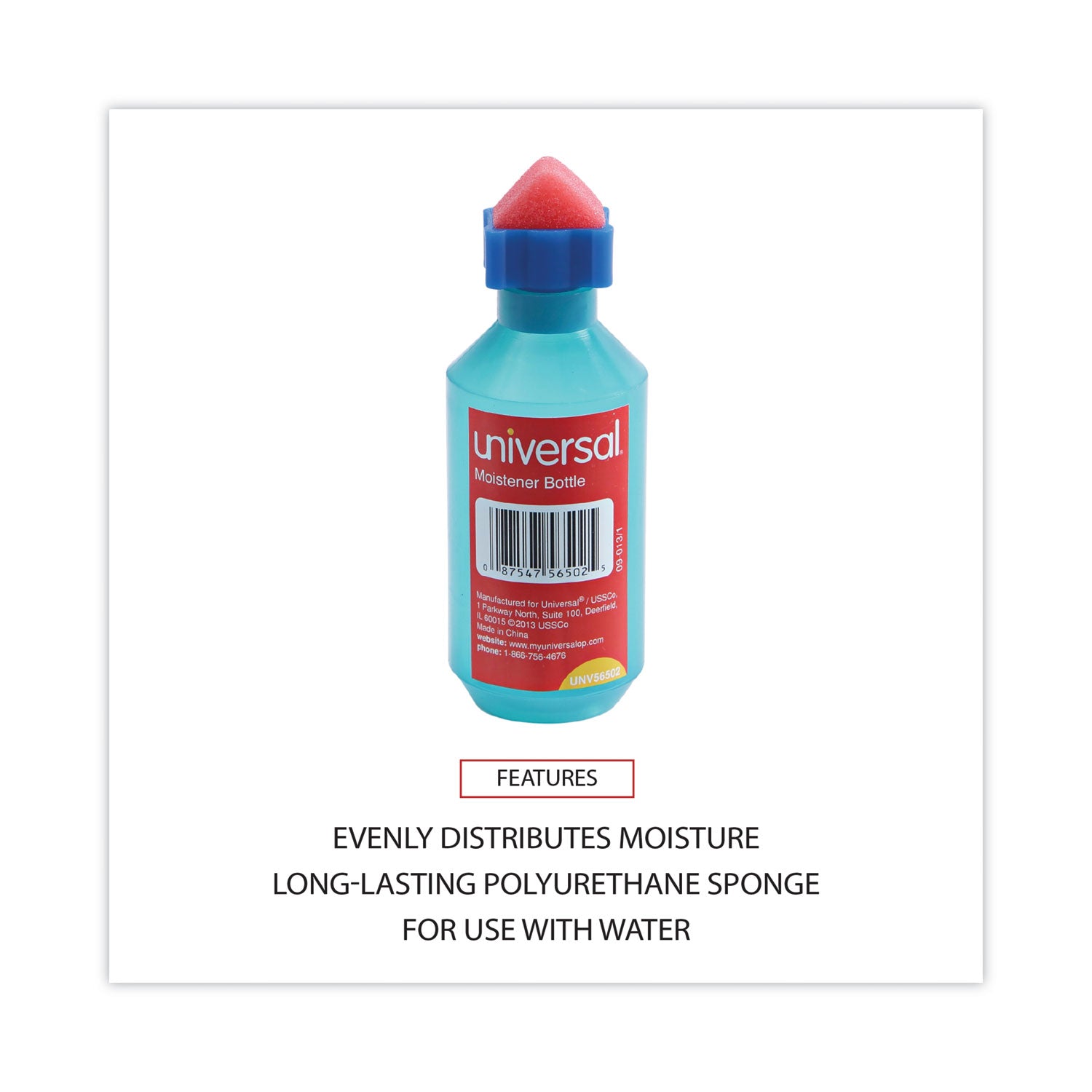Universal Squeeze Bottle Moistener, 2 oz, Blue (56502)