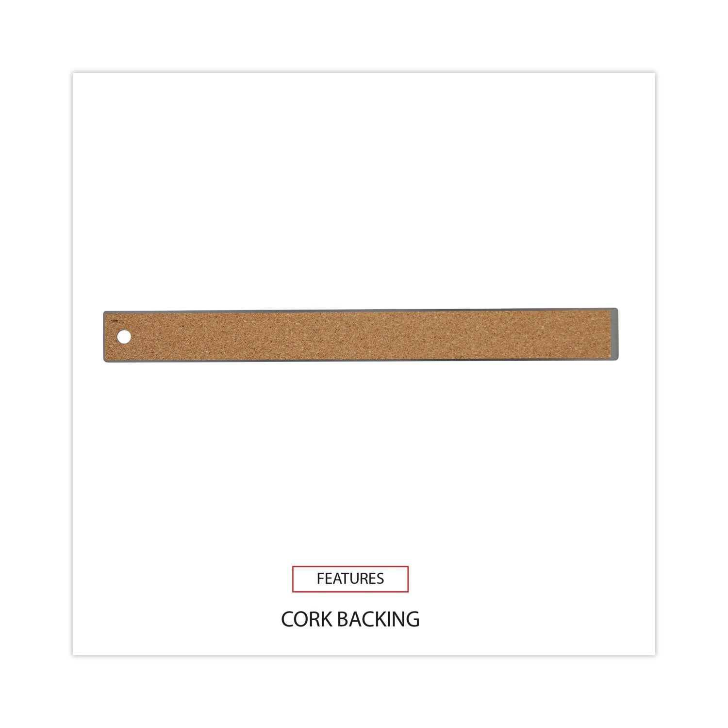 Universal Stainless Steel Ruler with Cork Back and Hanging Hole, Standard/Metric, 12" Long (59023)