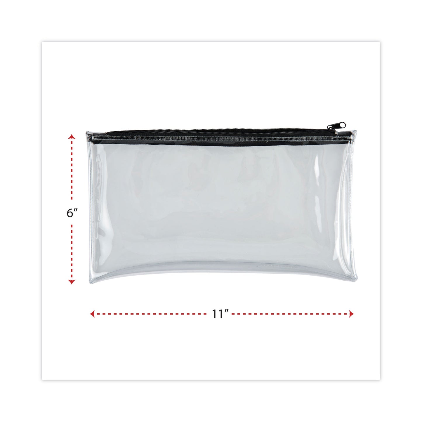 Universal Zippered Wallets/Cases, Leatherette PU, 11 x 6, Clear/Black, 2/Pack (69026)