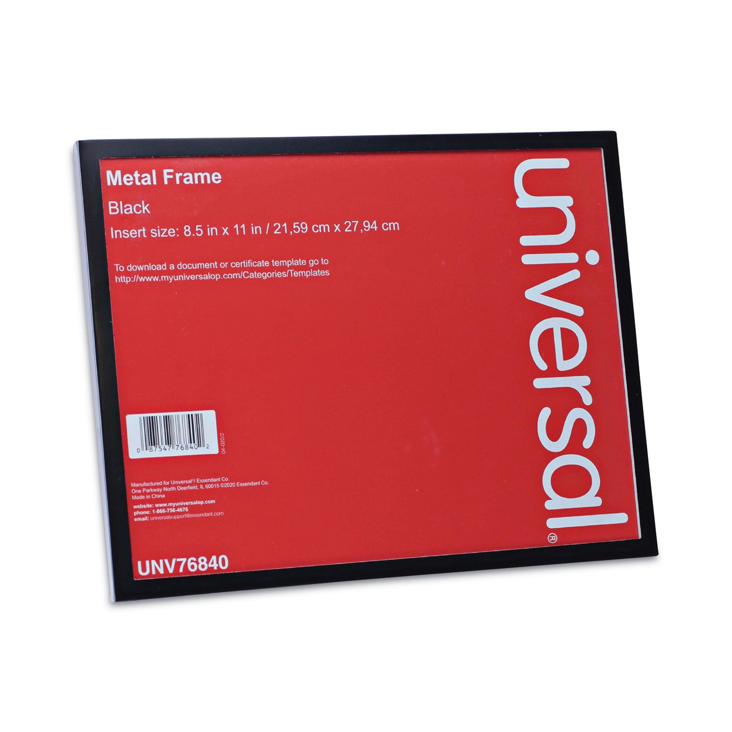 Universal Metal Photo Frame, Aluminum, 8.5 x 11, Black (76840)