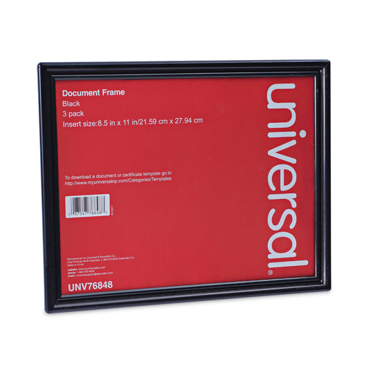 Universal All Purpose Document Frame, 8.5 x 11 Insert, Black, 3/Pack (76848)