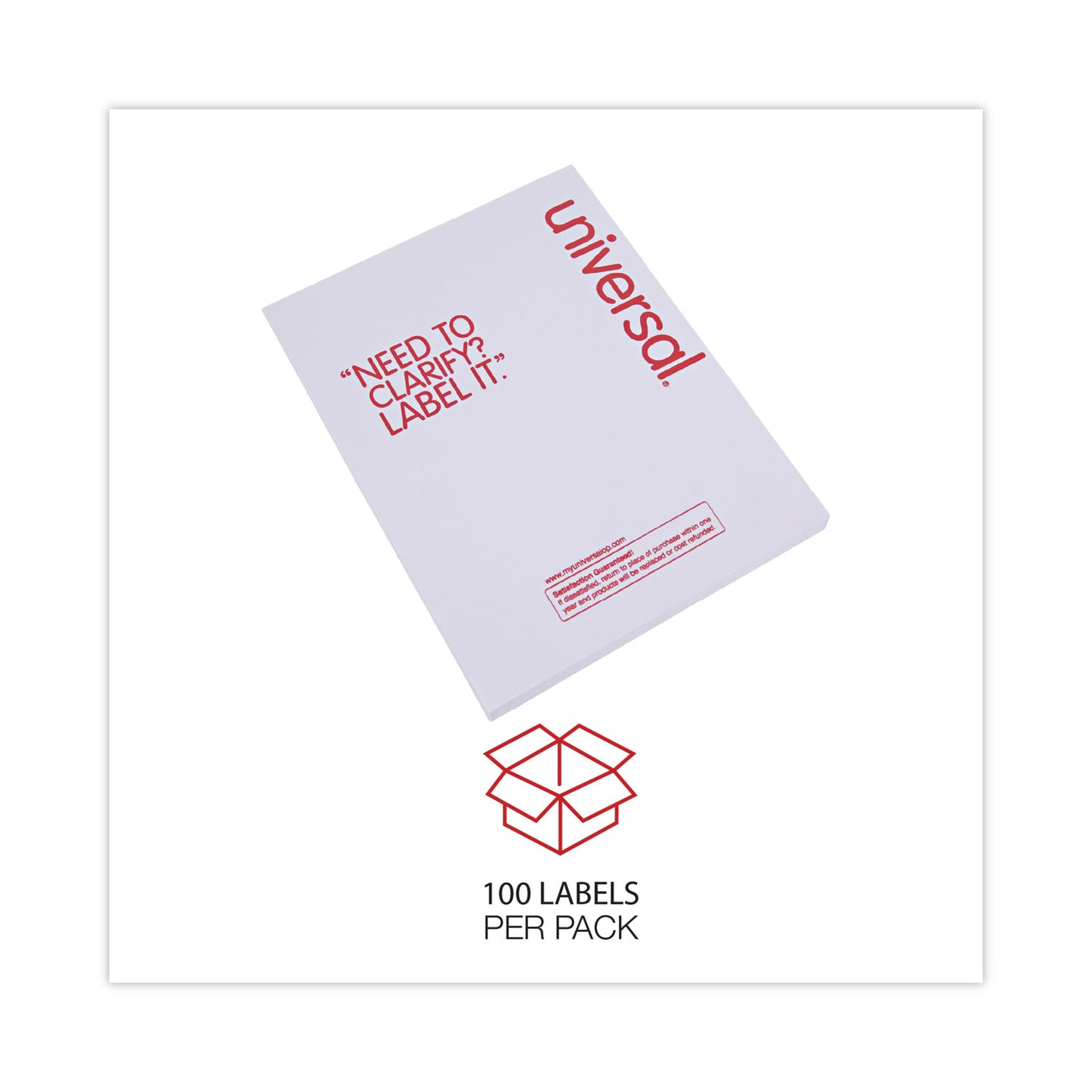 Universal Copier Mailing Labels, Copiers, 8.5 x 11, White, 100/Box (90108)
