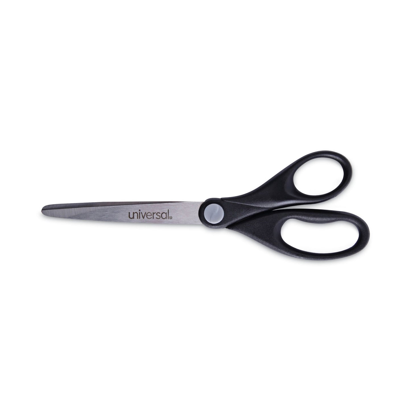 Universal Stainless Steel Office Scissors, 7" Long, 3" Cut Length, Straight Black Handle (92008)