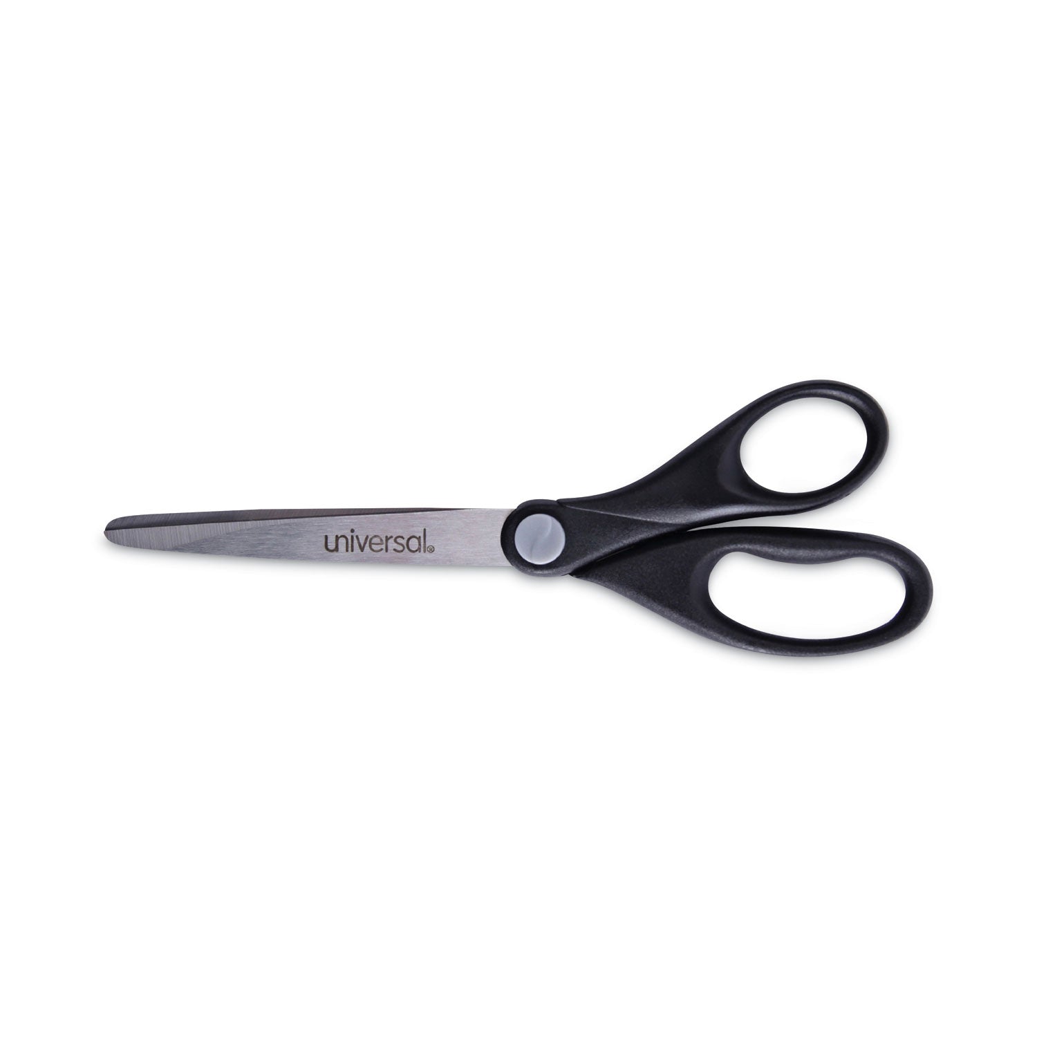 Universal Stainless Steel Office Scissors, 7" Long, 3" Cut Length, Straight Black Handle (92008)