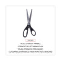 Universal Stainless Steel Office Scissors, 7" Long, 3" Cut Length, Straight Black Handle (92008)