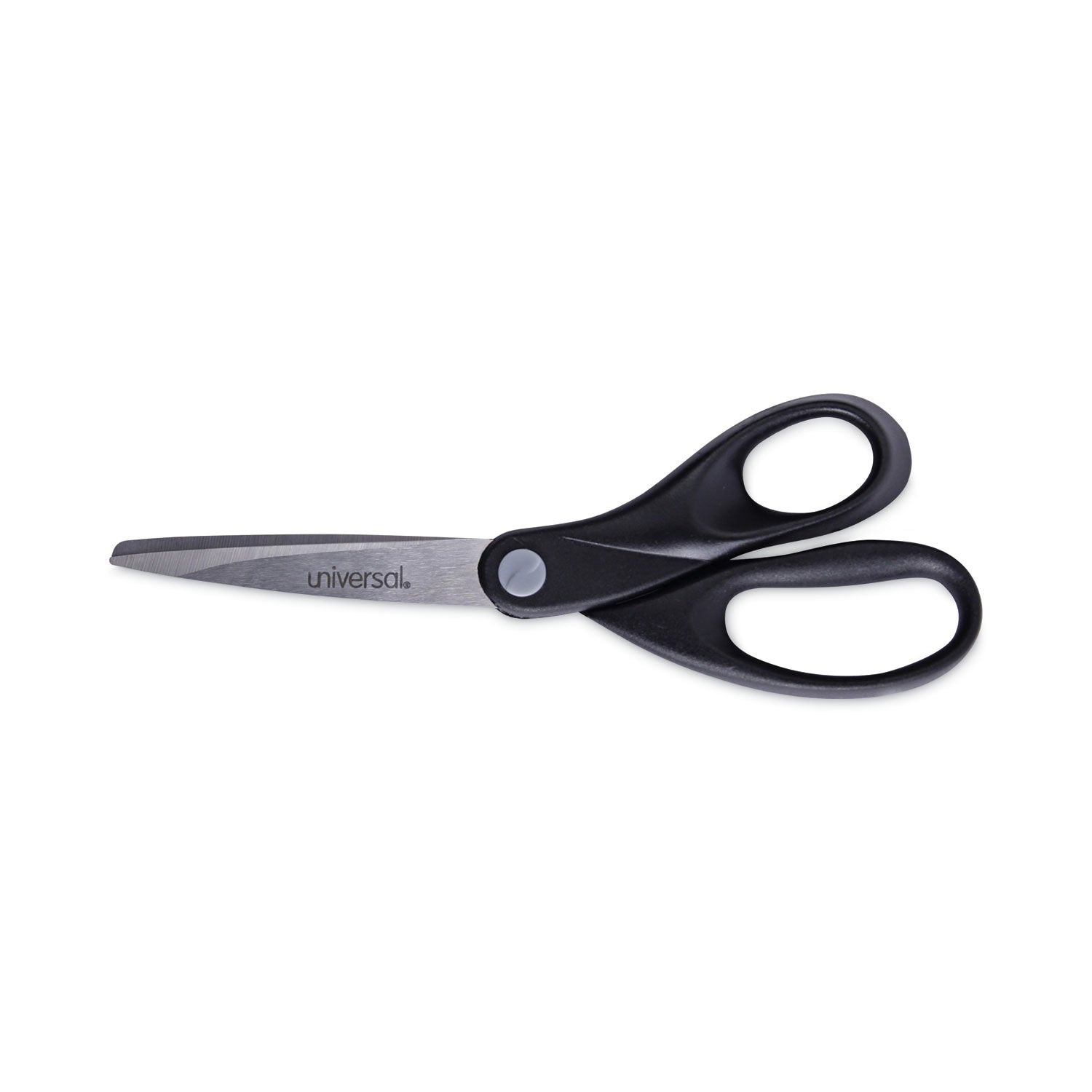 Universal Stainless Steel Office Scissors, 8" Long, 3.75" Cut Length, Straight Black Handle (92009)