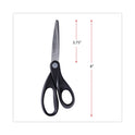 Universal Stainless Steel Office Scissors, 8" Long, 3.75" Cut Length, Straight Black Handle (92009)