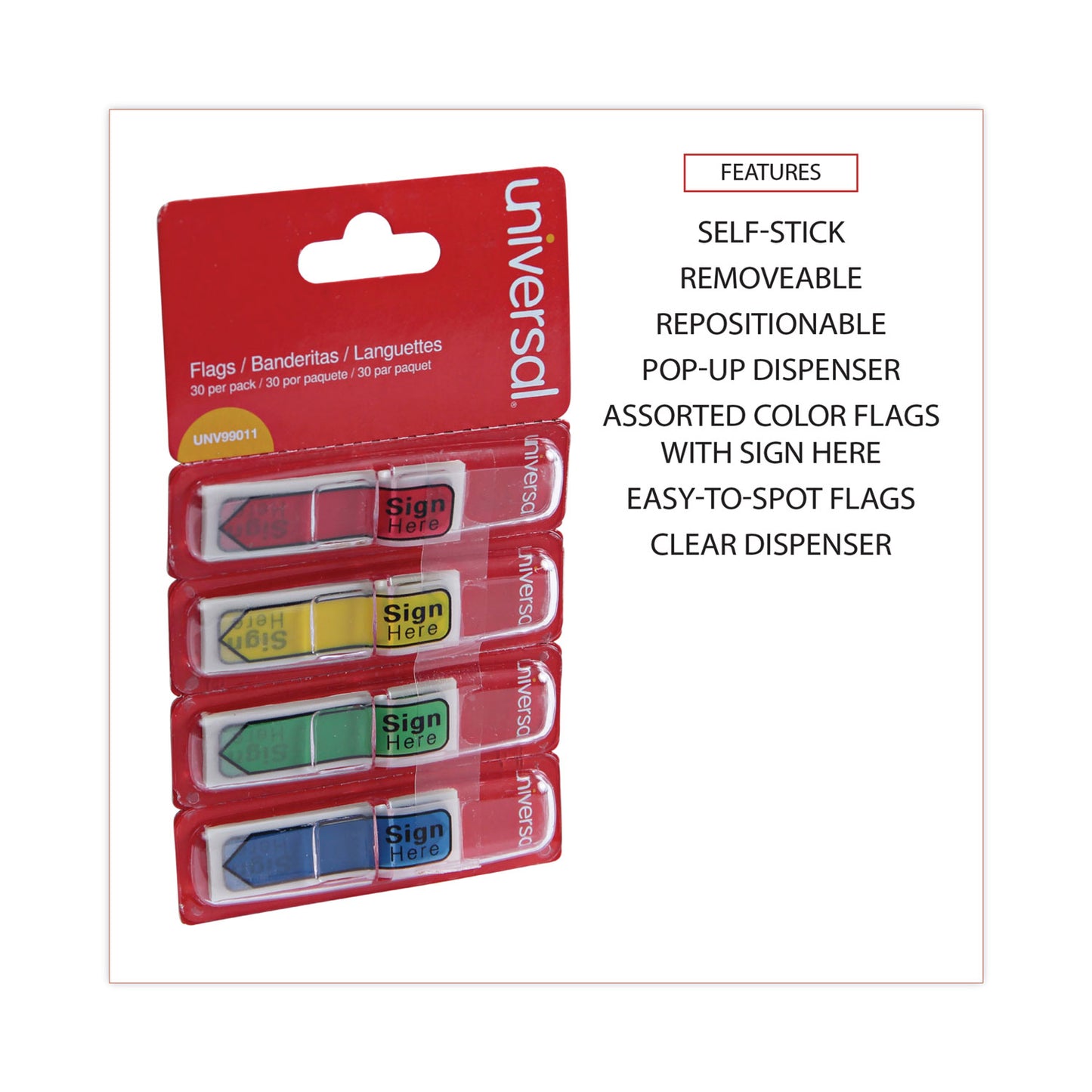 Universal Deluxe Message Arrow Flags, "Sign Here", Assorted Colors, 120/Pack (99011)