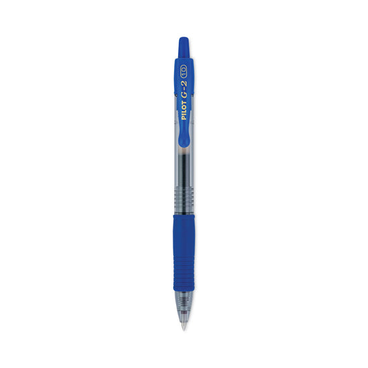 Pilot G2 Premium Gel Pen, Retractable, Bold 1 mm, Blue Ink, Smoke/Blue Barrel, Dozen (31257)