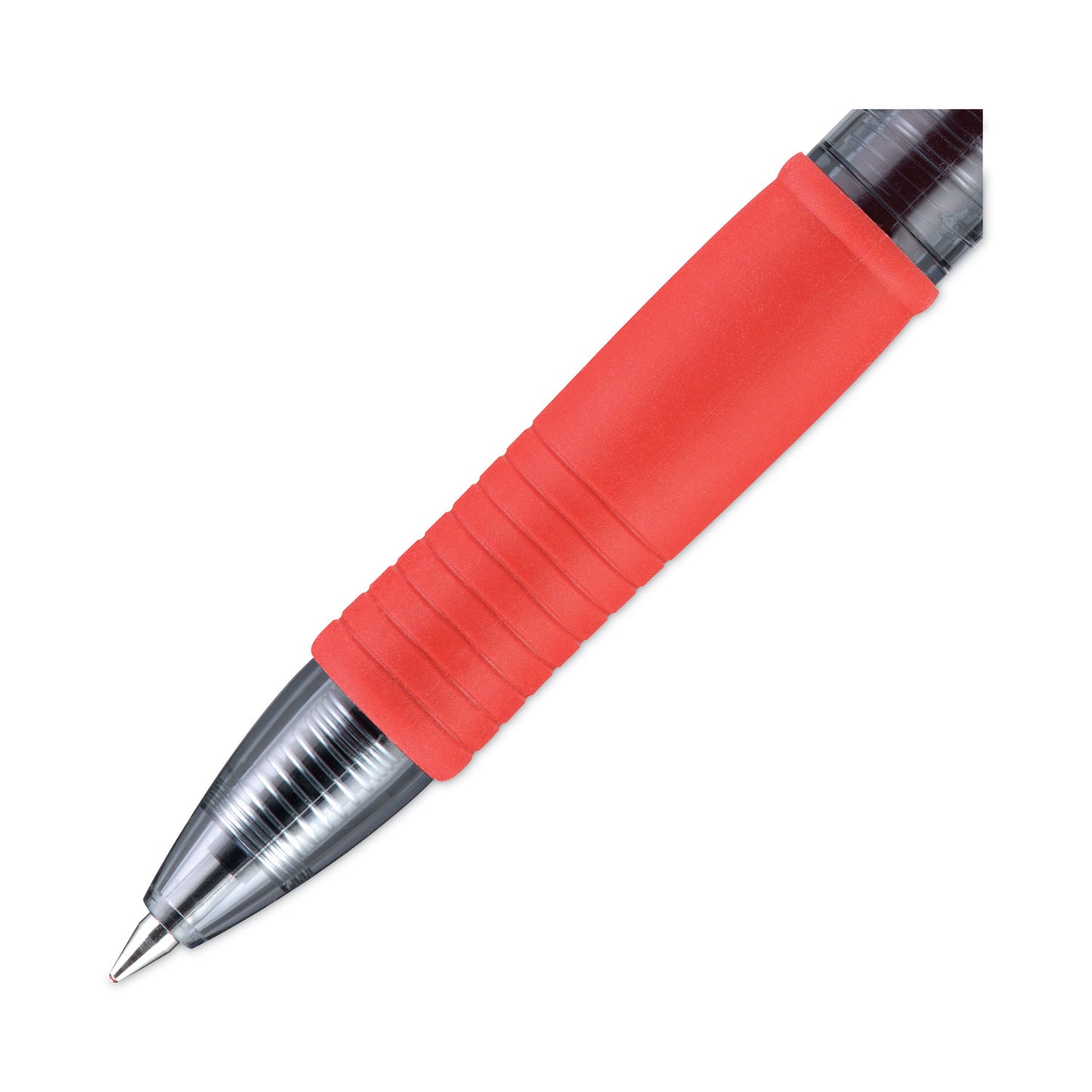 Pilot G2 Premium Gel Pen, Retractable, Fine 0.7 mm, Red Ink, Smoke/Red Barrel, Dozen (31022)