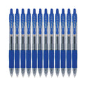 Pilot G2 Premium Gel Pen, Retractable, Fine 0.7 mm, Blue Ink, Smoke/Blue Barrel, 12/Pack (31021)