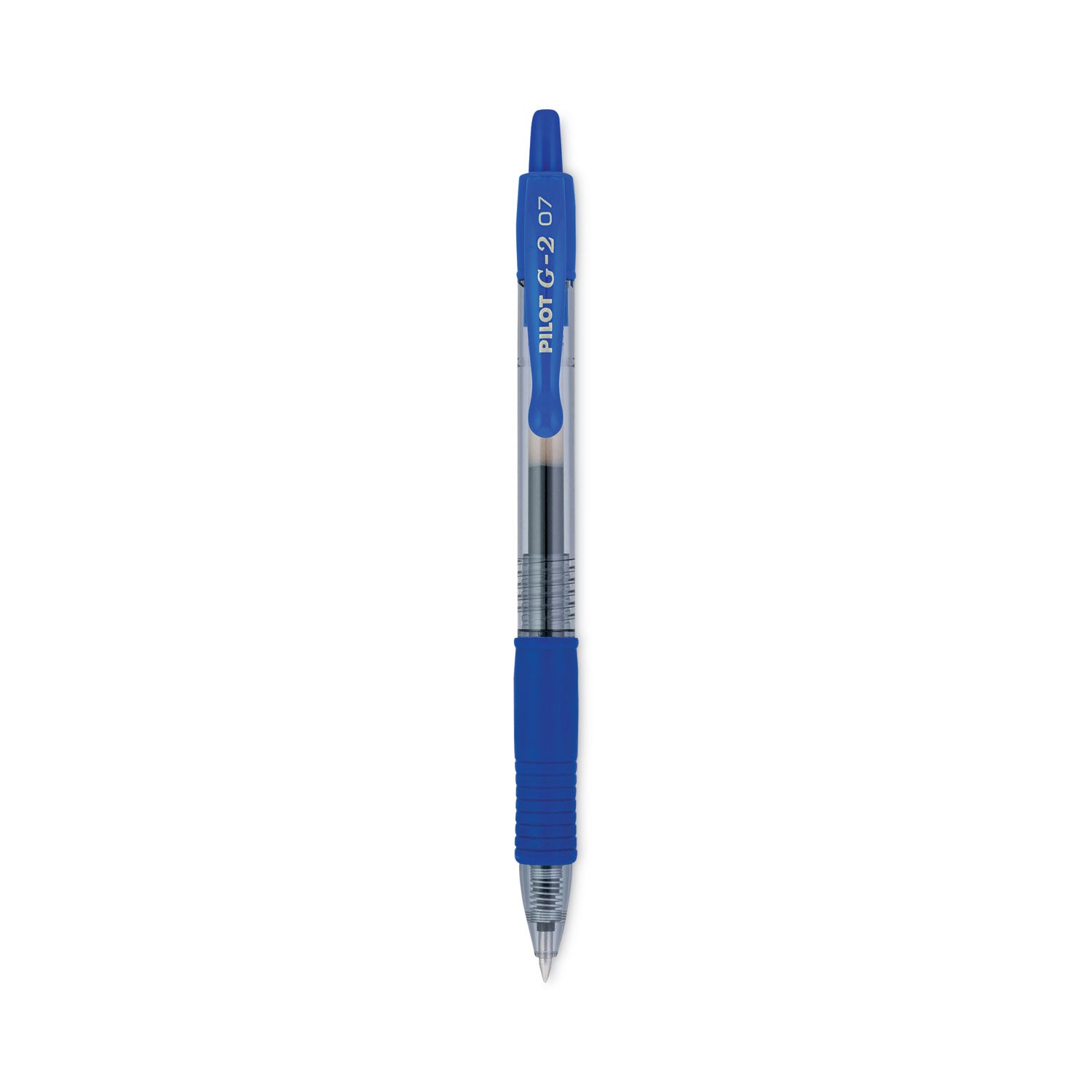 Pilot G2 Premium Gel Pen, Retractable, Fine 0.7 mm, Blue Ink, Smoke/Blue Barrel, 12/Pack (31021)