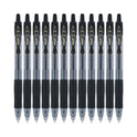 Pilot G2 Premium Gel Pen, Retractable, Fine 0.7 mm, Black Ink, Smoke/Black Barrel, Dozen (31020)