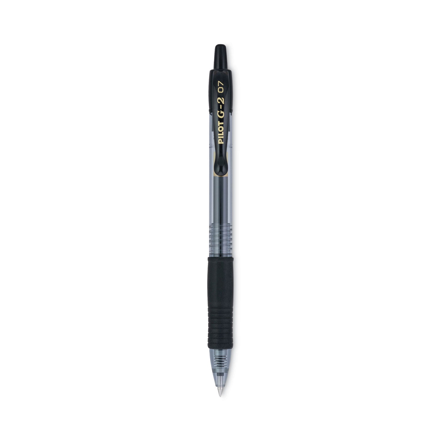 Pilot G2 Premium Gel Pen, Retractable, Fine 0.7 mm, Black Ink, Smoke/Black Barrel, Dozen (31020)