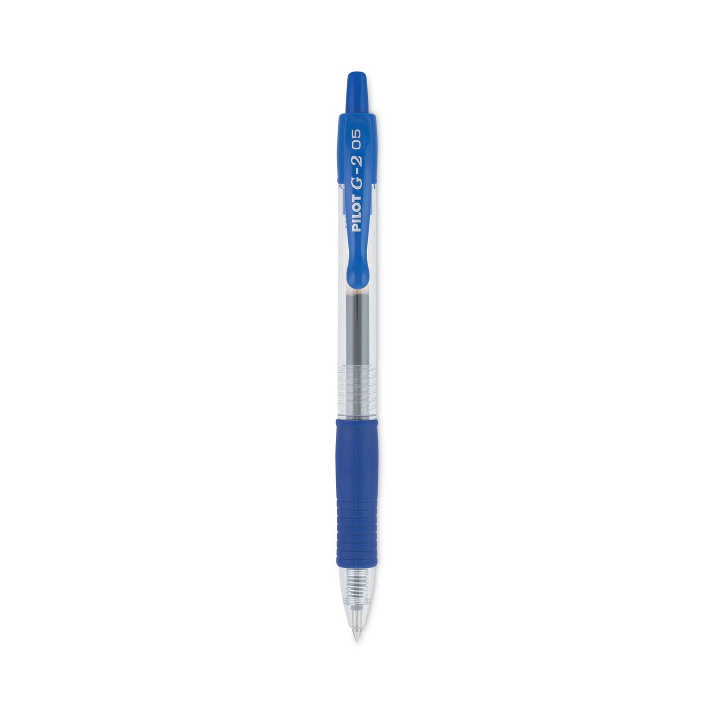 Pilot G2 Premium Gel Pen, Retractable, Extra-Fine 0.5 mm, Blue Ink, Smoke/Blue Barrel, Dozen (31003)