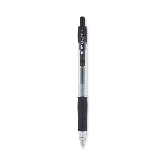 Pilot G2 Premium Gel Pen, Retractable, Extra-Fine 0.5 mm, Black Ink, Smoke/Black Barrel, Dozen (31002)