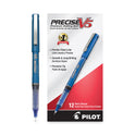 Pilot Precise V5 Roller Ball Pen, Stick, Extra-Fine 0.5 mm, Blue Ink, Blue/Clear Barrel, Dozen (35335)