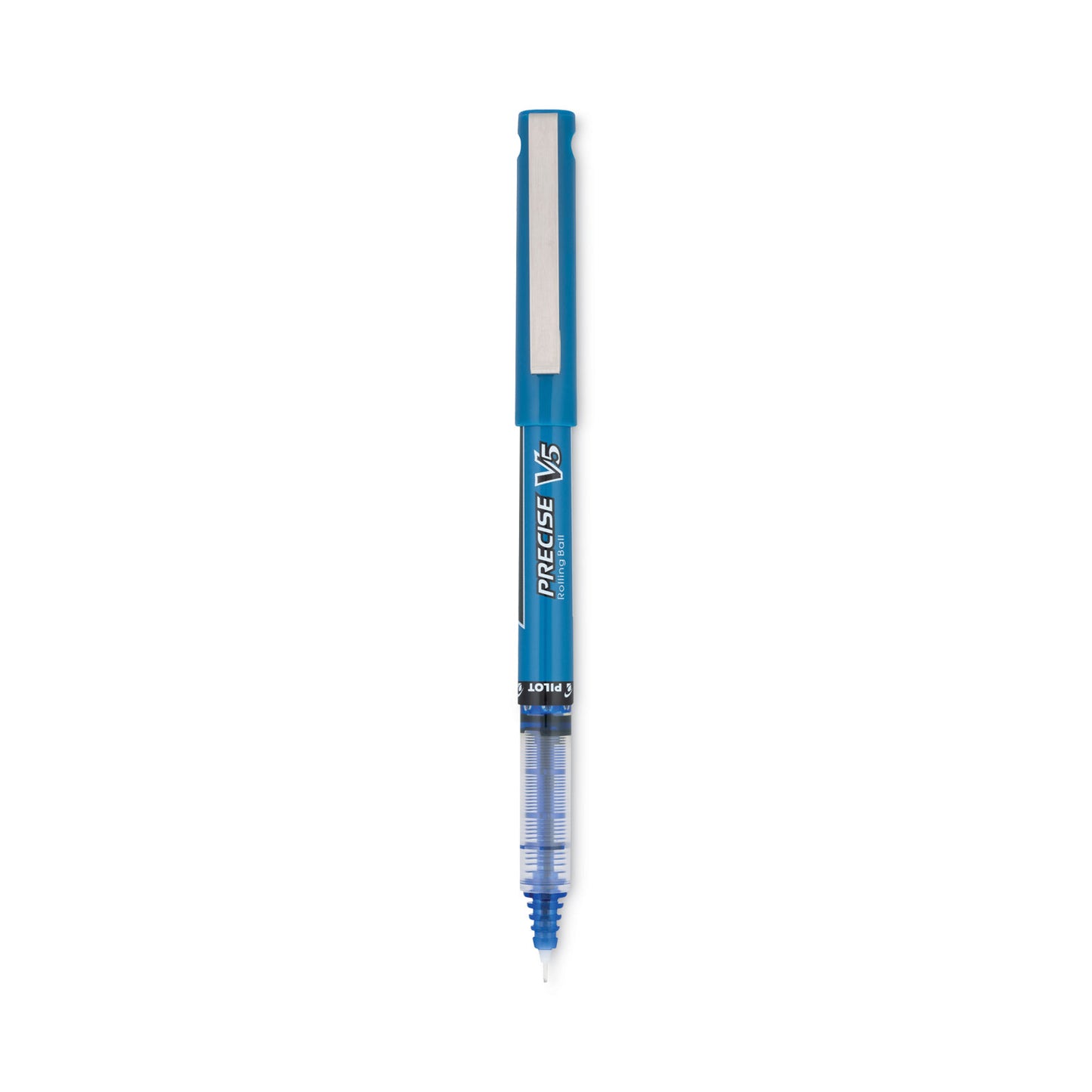 Pilot Precise V5 Roller Ball Pen, Stick, Extra-Fine 0.5 mm, Blue Ink, Blue/Clear Barrel, Dozen (35335)