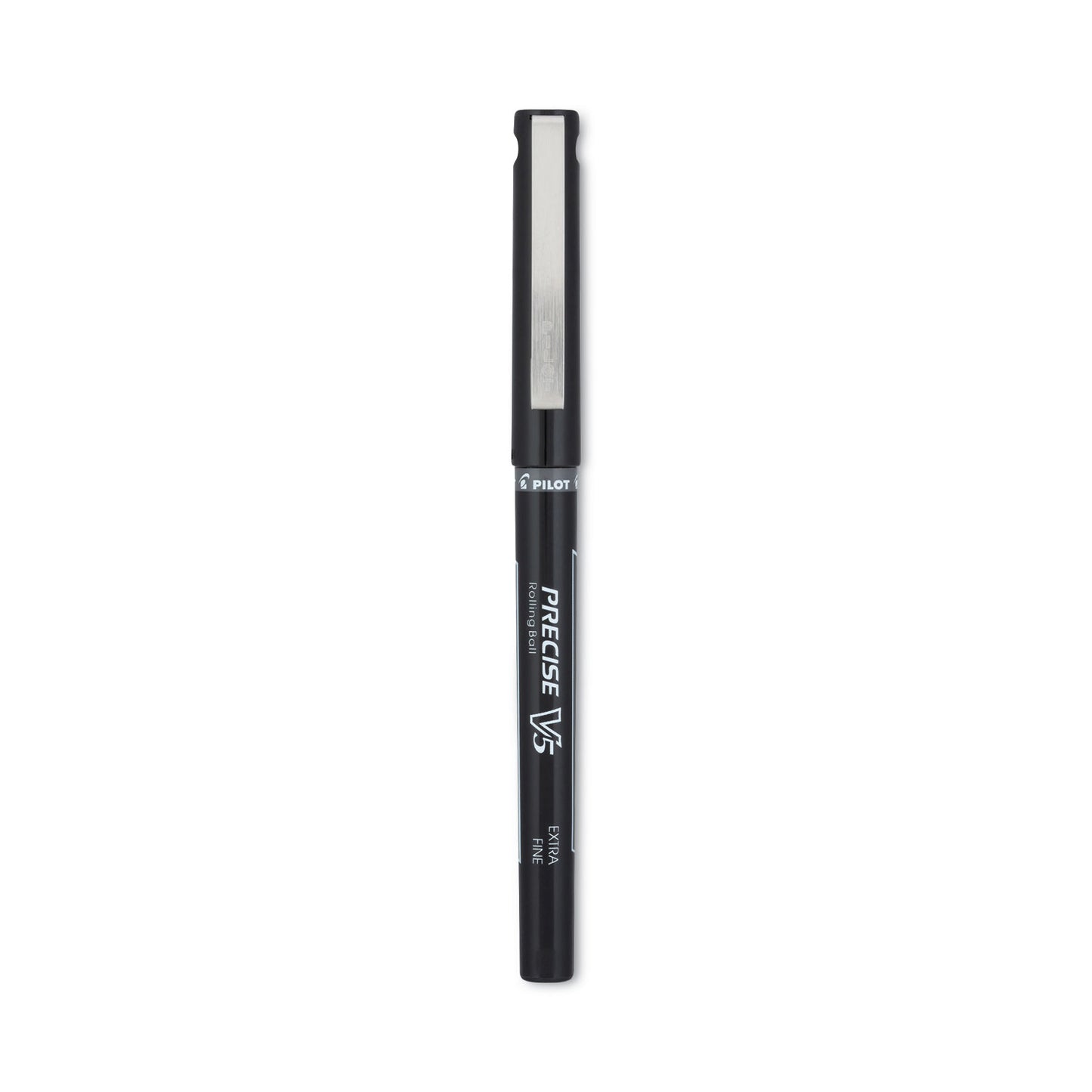 Pilot Precise V5 Roller Ball Pen, Stick, Extra-Fine 0.5 mm, Black Ink, Black/Clear Barrel, Dozen (35334)