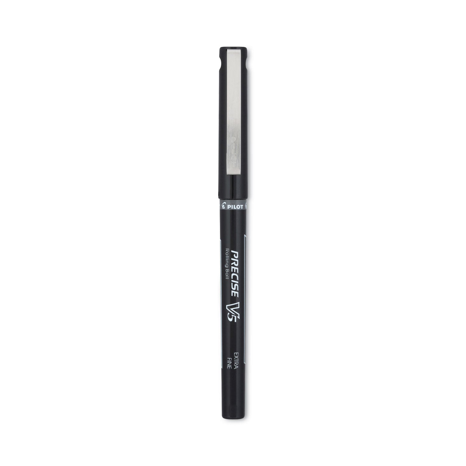 Pilot Precise V5 Roller Ball Pen, Stick, Extra-Fine 0.5 mm, Black Ink, Black/Clear Barrel, Dozen (35334)