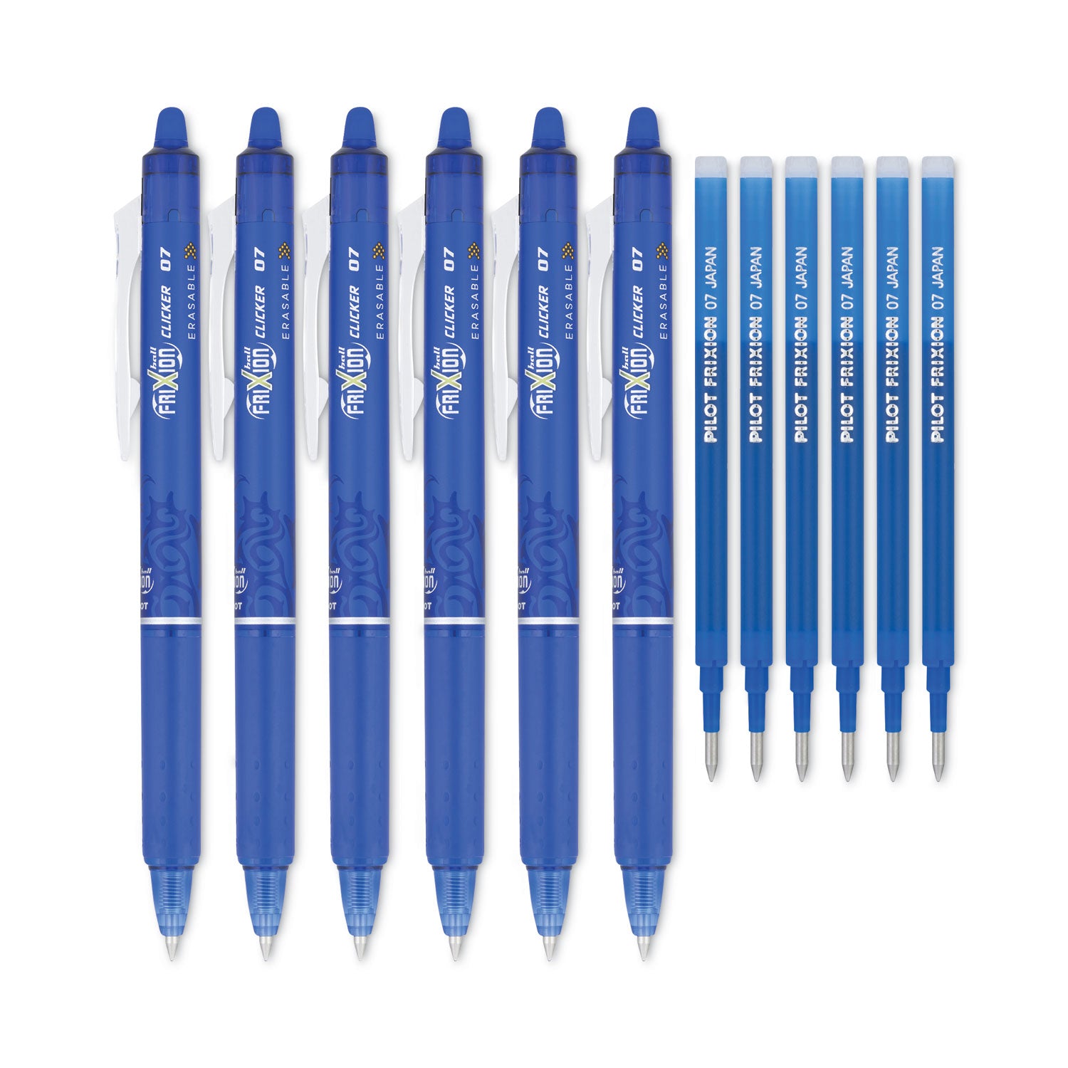 Pilot FriXion Clicker Erasable Gel Pen, Retractable, Fine 0.7 mm, Blue Ink, Blue Barrel (31451)