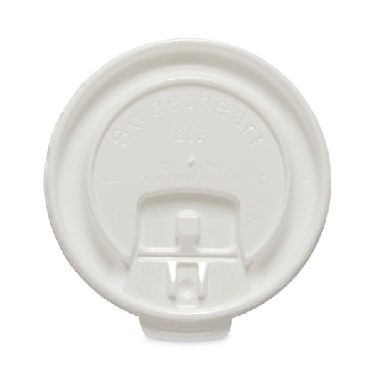 SOLO Lift Back and Lock Tab Cup Lids for Foam Cups, Fits 8 oz Trophy Cups, White, 100/Pack (DLX8RPK)