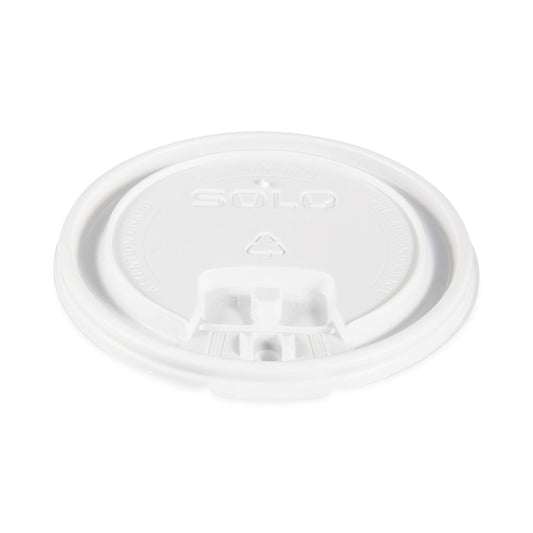 SOLO Lift Back and Lock Tab Lids for Paper Cups, Fits 10 oz to 24 oz Cups, White, 100/Sleeve, 10 Sleeves/Carton (LB3161)