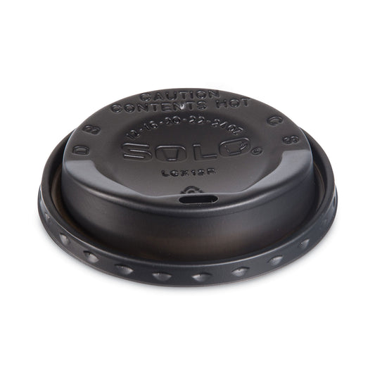 SOLO The Gourmet Lid Hot Cup Lids for Trophy Plus, Fits 12 oz to 20 oz, Black, 125 Lids/Sleeve, 12 Sleeves/Carton (LGXBK2)