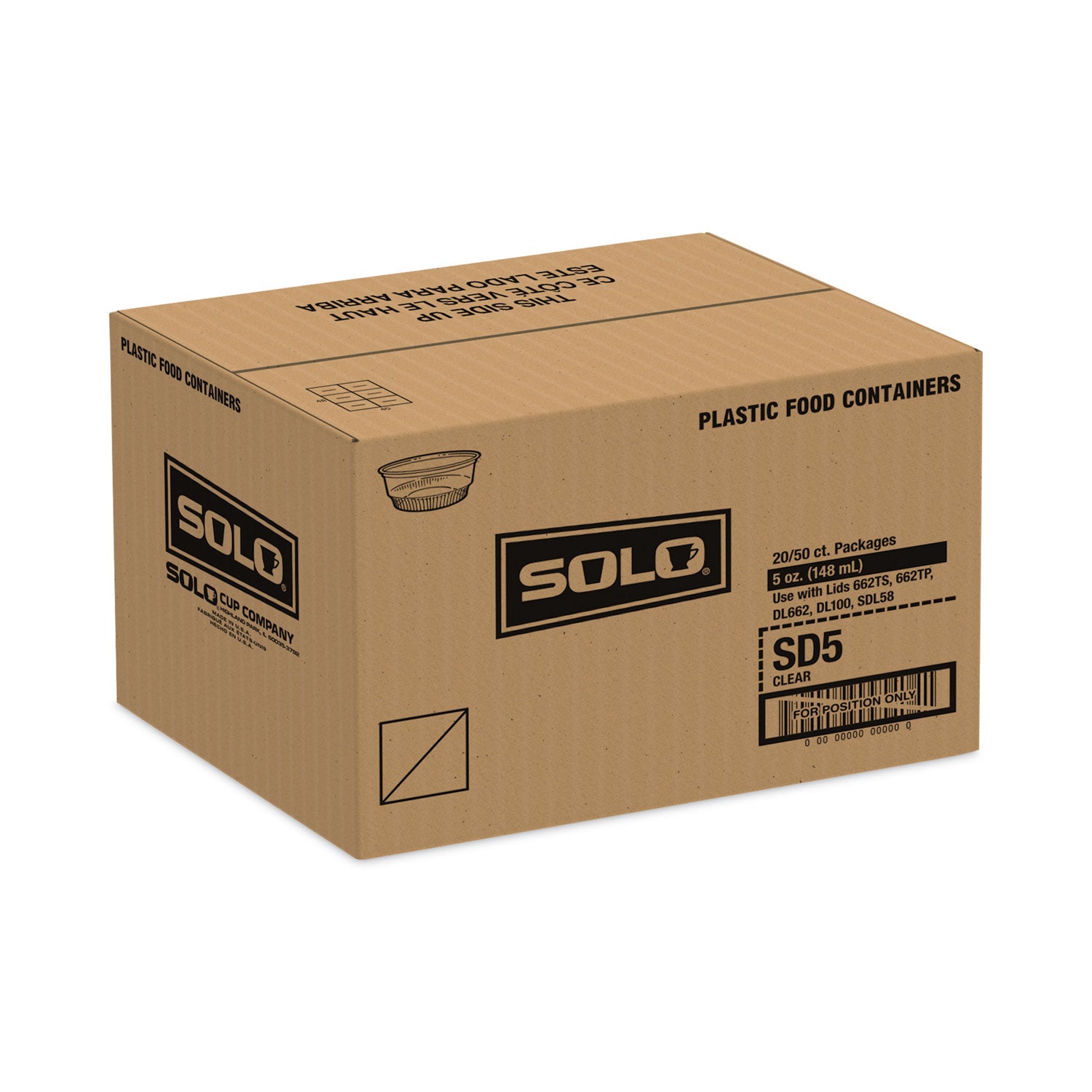 SoloServe Dome Cup Lids, Fits 5 oz to 8 oz Containers, Clear, 50/Pack 20 Packs/Carton (SDL58)