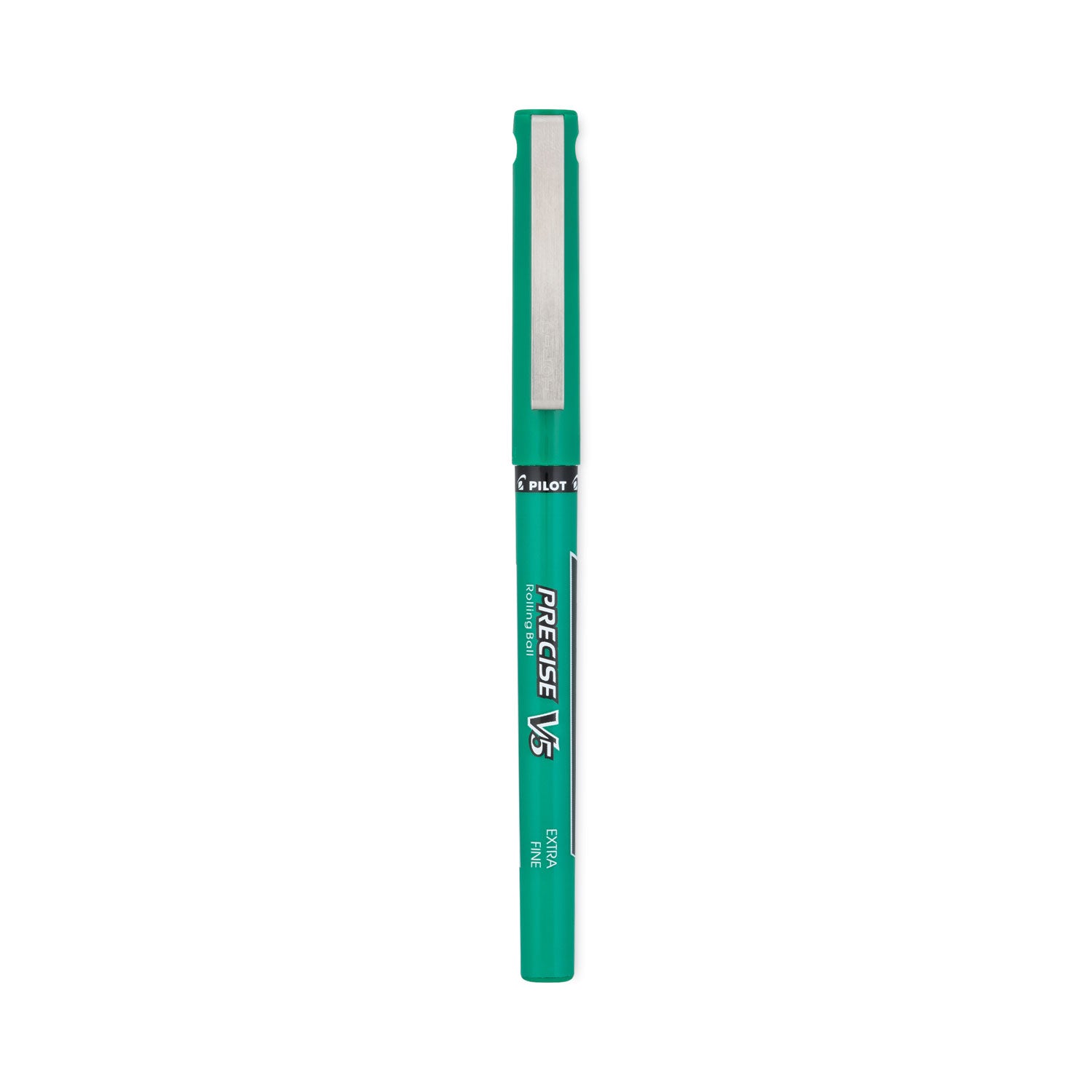 Pilot Precise V5 Roller Ball Pen, Stick, Extra-Fine 0.5 mm, Green Ink, Green/Clear Barrel, Dozen (25104)