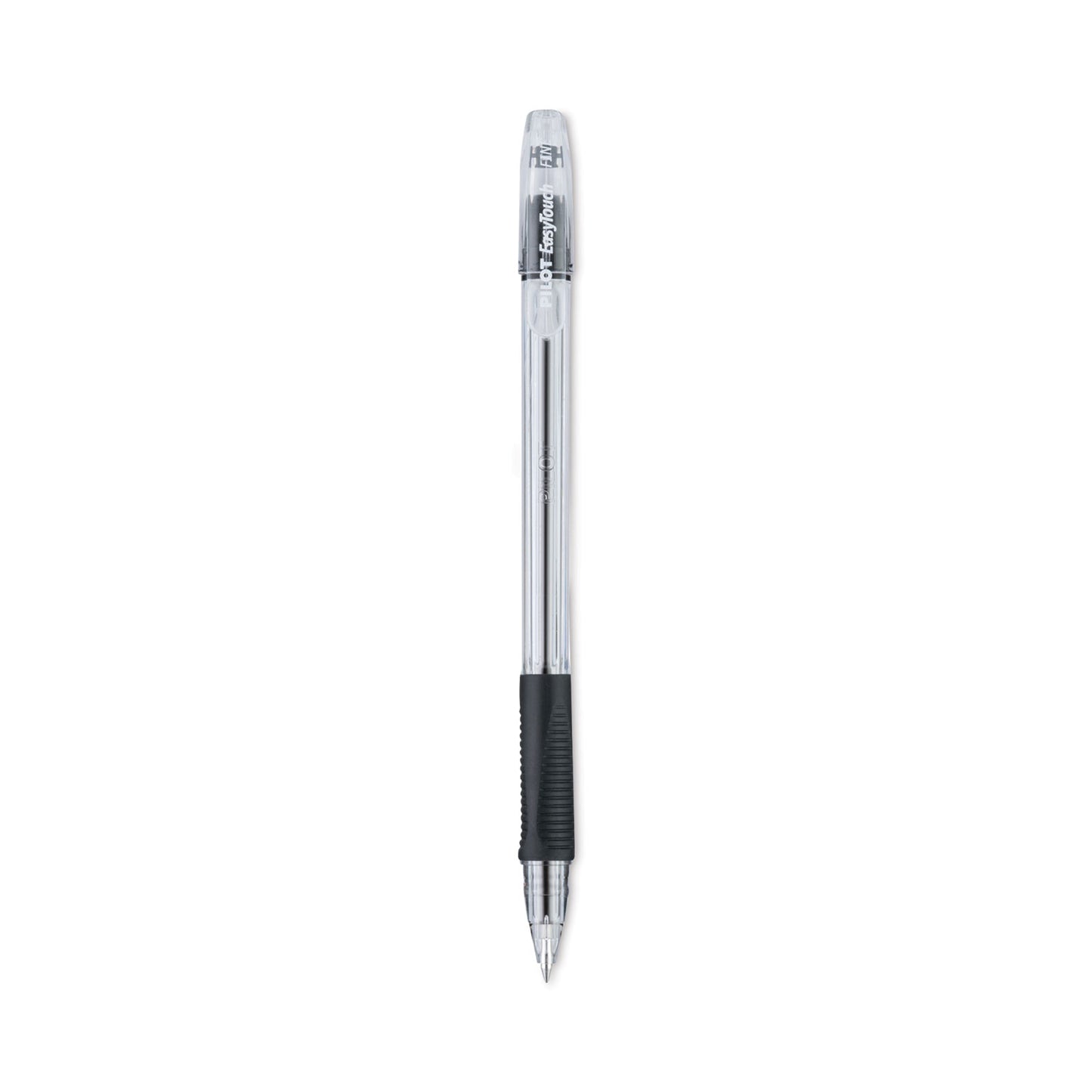 Pilot EasyTouch Ballpoint Pen, Stick, Fine 0.7 mm, Black Ink, Clear/Black Barrel, Dozen (32001)