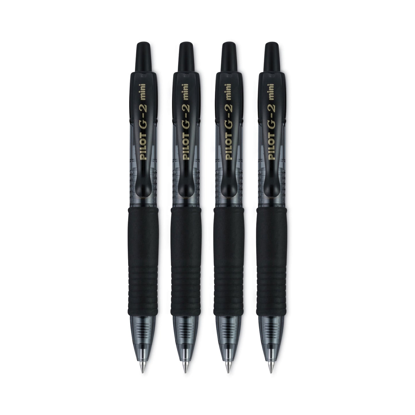 Pilot G2 Mini Gel Pen, Retractable, Fine 0.7 mm, Black Ink, Smoke/Black Barrel, 4/Pack (31734)