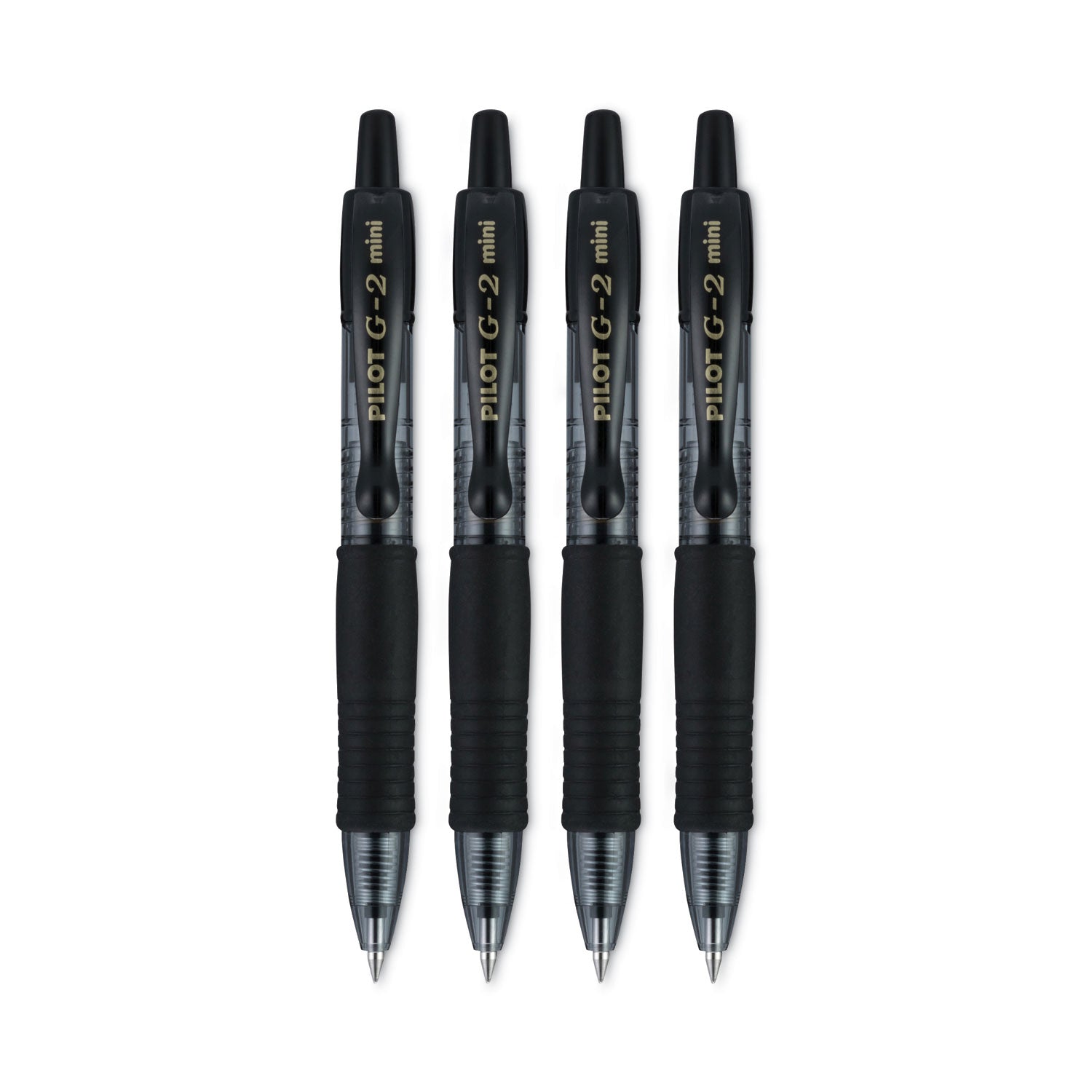 Pilot G2 Mini Gel Pen, Retractable, Fine 0.7 mm, Black Ink, Smoke/Black Barrel, 4/Pack (31734)