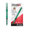 Pilot Precise V5 Roller Ball Pen, Stick, Extra-Fine 0.5 mm, Green Ink, Green/Clear Barrel, Dozen (25104)