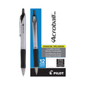 Pilot Acroball Pro Advanced Ink Hybrid Gel Pen, Retractable, Medium 1 mm, Black Ink, Silver/Black Barrel, Dozen (31910)