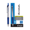 Pilot Acroball Pro Advanced Ink Hybrid Gel Pen, Retractable, Medium 1 mm, Blue Ink, Silver/Blue Barrel, Dozen (31911)